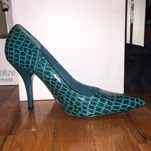 Faux snakeskin heels